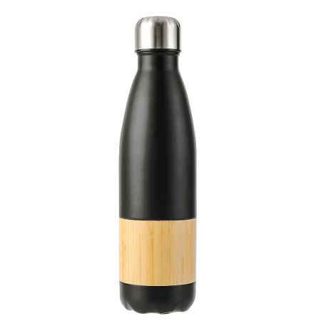 Bamboo Sleeve Double Wall Custom Insulated Water Bottle - 17 oz.