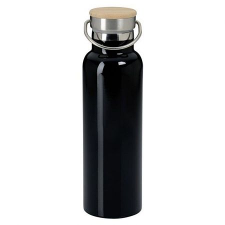 20 oz. Wood Top Stainless Steel Logo Water Bottle