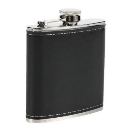 Stainless Steel Imprinted Flask with Leather Case - 6 oz.