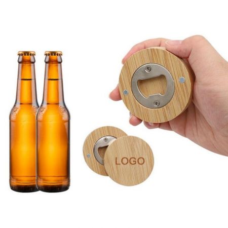 Wood Branded Bottle Opener with Fridge Magnet