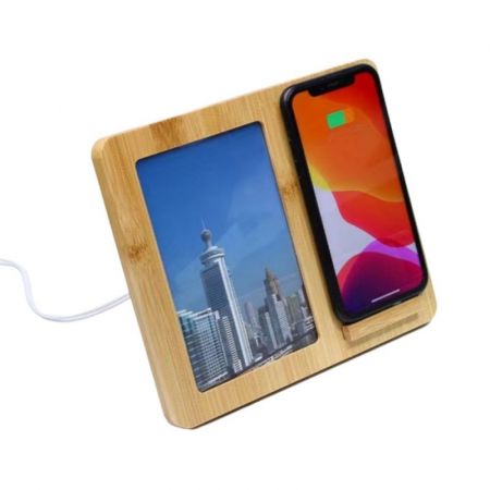 15W Bamboo Wireless Charger with Photo Frame