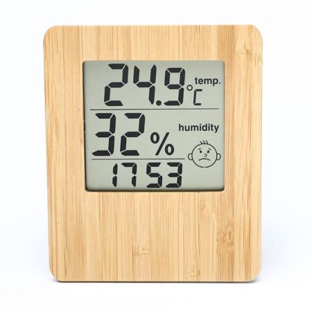 Indoor Weather Station Bamboo Clock