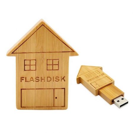 Engrave Mini Wooden House Shaped Custom USB Flash Drive Promotional Gifts