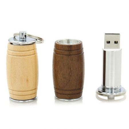 Barrel Shaped Wooden Custom USB Flash Drive Branded Promotional Gifts
