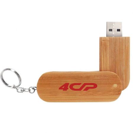 Custom Swivel Wooden USB Flash Drive with Keychain Logo-Branded Giveaways