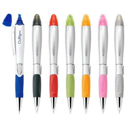 Custom Promotional Ballpoint Pen & Highlighter with Comfort Grip