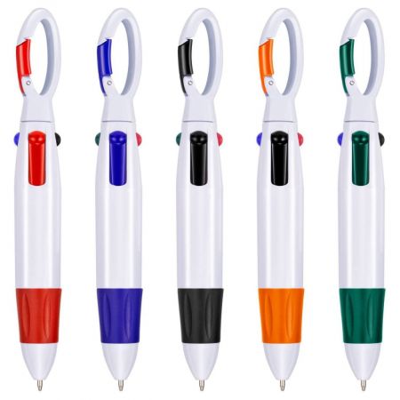 Custom Quatro Carabiner Ballpoint Pen with Buckle Clip