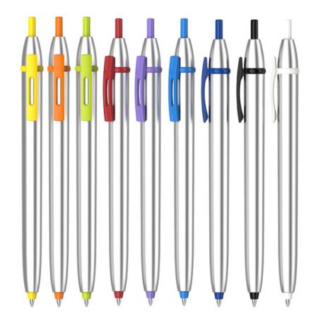 Custom Silver Bar Colorful Clip Ballpoint Pens