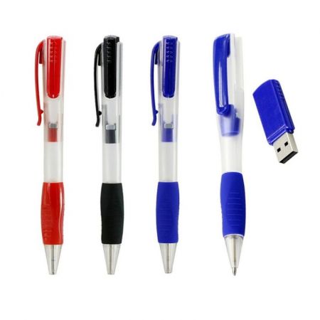 High Impact Plastic Custom Logo USB Flash Drive with Ballpoint Pen and Removable