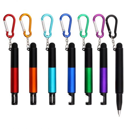 Imprinted Light Up 4-in-1 Custom Stylus Pen with Carabiner
