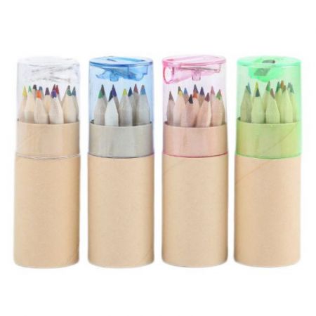 Logo Custom Promotional Colored Pencil Set in Tube with Sharpener