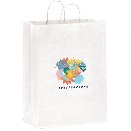 Imprinted Full Color Custom Promotional Matte Finish Logo Shopping Bag - 12.5"w x 17.5"h x 4.5"d