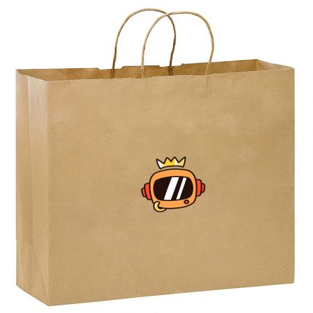 Promotional Full Color Brown Kraft Custom Twisted Handle Shopping Bag - 16.5"w x 12"h x 5"d