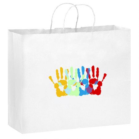 Full Color Custom Matte Finish Promotional Imprinted Twisted Handle Shopping Bag - 16.5"w x 12"h x 5"d